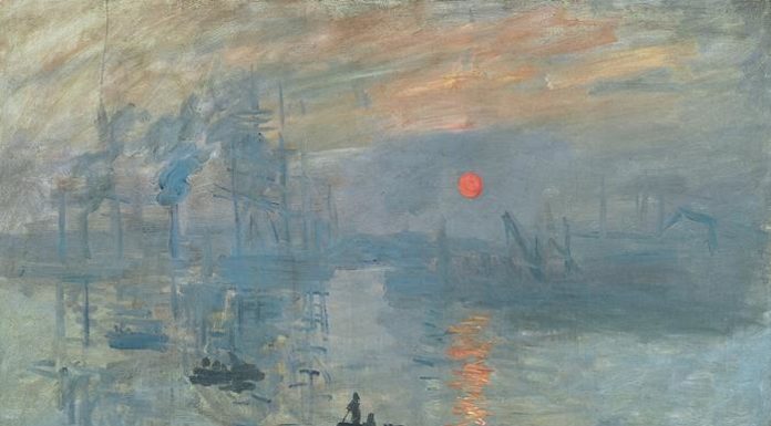 Claude Monet painting Impression Sunrise